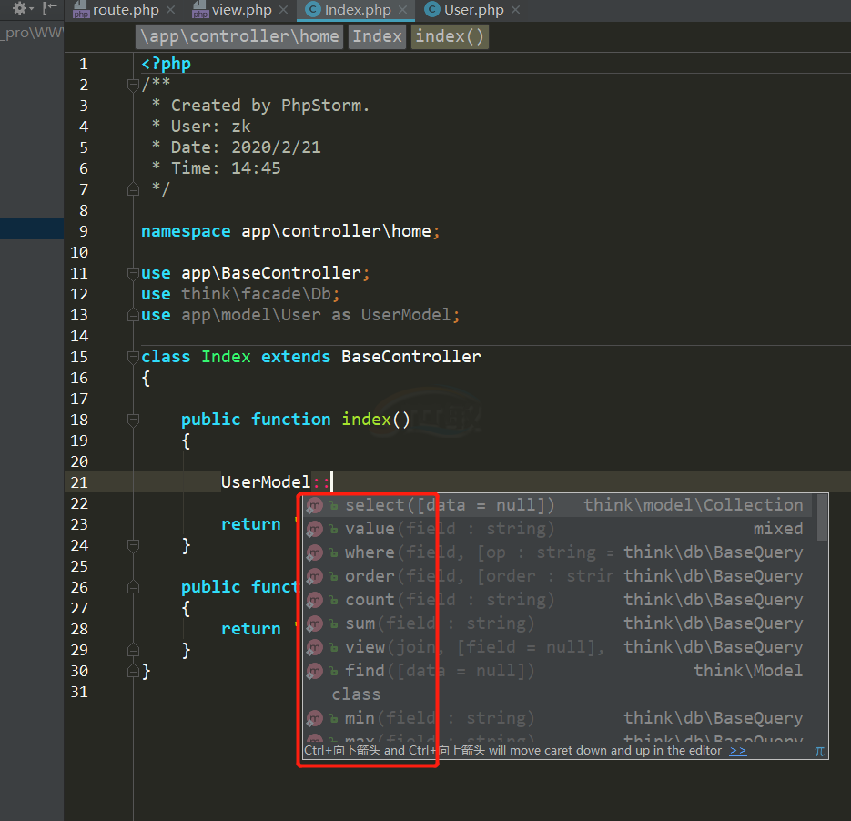 ThinkPHP6.0在phpstorm添加查询构造器和模型的代码提示(图3)